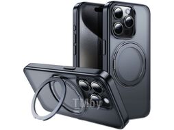 Чехол-накладка Hoco AS1 для iPhone 15 Pro магнитный с кольцом (черный)