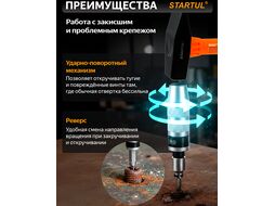 Отвертка ударно-поворотная+набор бит 6шт. PRO STARTUL (PRO-6057) (в металлическом кейсе)