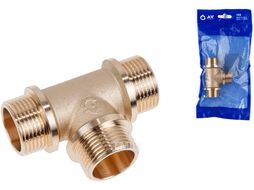 Тройник 3/4" нар.-нар.-нар. с ограничителем, (инд. упак.) AV engineering AVE306012