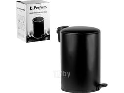 Ведро для мусора с педалью, 12 л, черное, серия Black Onyx, сталь, (с микролифтом) PERFECTO LINEA 22-200212
