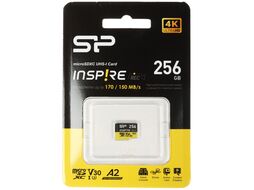 Карта памяти MicroSDXC 256Gb SP256GBSTXLA2V1NSP Silicon Power класс 10, UHS-I (класс U3), V30, A2, чтение: 170 МБ/с, запись: 150 МБ/с, адаптер