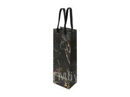Пакет подарочный 12,3х36х9см "CARRARA.BLACK", бумажный, 210г/м2, фольг., мат.ламин. (для бутылки) Bruno Visconti 2-856/06