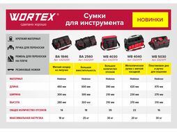 Сумка для инструмента WORTEX BA 1846 (46.4 л, 460х300x280 мм, вес до 18.0 кг)