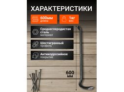 Лом-гвоздодер шестигранный 600х16мм STARTUL MASTER (ST4090)