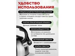 Чайник со свистком, нержавеющая сталь, 2.0 л, Darjeeling, PERFECTO LINEA 52-023802