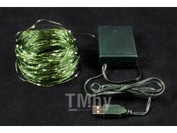 Гирлянда электрич. LED "Нить" с насадками "Роса" 15 м, на батарейках, USB-питание, 150 LED, прозр. пр., желтый Winner Light Y.01.4G.150-