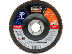 Круг лепестковый 125х22мм P100 плоск. GEPARD (GP5016-100) (плоский КЛТ-1)