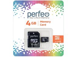 Карта памяти microSDHC 4GB, class 10 Perfeo PF4GMCSH10A