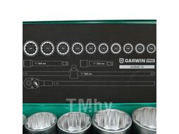 Набор торцевых головок 1", 12 гр., 14 пр., 36-80 мм, GARWIN 644040-12