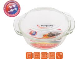 Кастрюля из жаропрочного стекла, 0.7 л, с крышкой, PERFECTO LINEA (186х160х79)