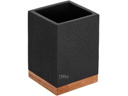 Стакан для зубных щеток WOOD BLISS, черный, (Композитный материал: полирезин под натуральный камень, карбонат кальция) PERFECTO LINEA 35-720102