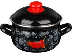 Кастрюля стальная эмалированная, 3.8 л, серия Перчик, PERFECTO LINEA (подходит для всех типов плит, включая индукцию)