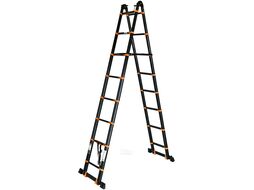 Лестница телескопическая 2-х секц. алюм. 330/660см, 2х8 ступ. 22,8кг BLACK LINE STARTUL (ST9932-066) (усиленное шарнирное соединение, ширина ступени 8