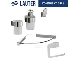 Набор аксессуаров для ванной и туалета Lauter 21TS3018 + 21TS3020 + 21TS3010 + 21TS3014 + 21TS3007 (Chrome, 5 предметов)