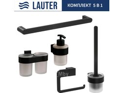 Набор аксессуаров для ванной и туалета Lauter 21TS3017 + 21TS3021 + 21TS3015 + 21TS3006 + 21TS3023 (Matt Black, 5 предметов)