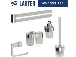 Набор аксессуаров для ванной и туалета Lauter 21TS3016 + 21TS3020 + 21TS3014 + 21TS3003 + 21TS3022 (Chrome, 5 предметов)
