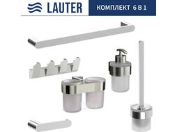 Набор аксессуаров для ванной и туалета Lauter 21TS3016 + 21TS3020 + 21TS3008 + 21TS3012 + 21TS3005 + 21TS3022 (Chrome, 6 предметов)