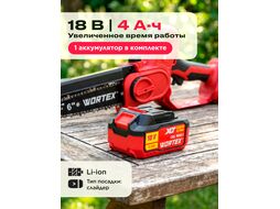 Аккум. мини-пила CEC 2518-2 в чем. ALL1 XLT SET БЕСЩЕТ., 18 В, 6 (шина 15 см, 1/4", 3 мм) WORTEX 1334828