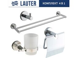 Набор аксессуаров для ванной и туалета Lauter 21SH72061 + 21SH72091 + 21SH72101 + 21SH70021 (Chrome, 4 предмета)