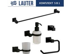 Набор аксессуаров для ванной и туалета Lauter 21SH6062 + 21SH6172 + 21SH6092 + 21SH6072 + 21SH6012 (Matt Black, 5 предметов)