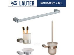 Набор аксессуаров для ванной и туалета Lauter 21SH1061 + 21SH1051 + 21SH70101 + 21SH1111 (Chrome, 4 предмета)