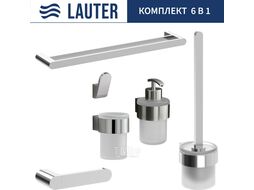 Набор аксессуаров для ванной и туалета Lauter 21TS3018 + 21TS3020 + 21TS3010 + 21TS3012 + 21TS3001 + 21TS3022 (Chrome, 6 предметов)