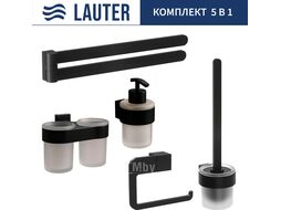Набор аксессуаров для ванной и туалета Lauter 21TS3017 + 21TS3021 + 21TS3015 + 21TS3004 + 21TS3023 (Matt Black, 5 предметов)