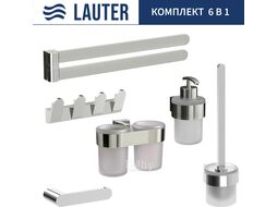 Набор аксессуаров для ванной и туалета Lauter 21TS3016 + 21TS3020 + 21TS3008 + 21TS3012 + 21TS3003 + 21TS3022 (Chrome, 6 предметов)