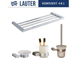 Набор аксессуаров для ванной и туалета Lauter 21SH1061 + 21SH1051 + 21SH1151 + 21SH1111 (Chrome, 4 предмета)
