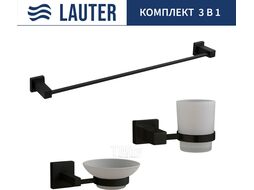 Набор аксессуаров для ванной Lauter 21SH6062 + 21SH6052 + 21SH6012 (Matt Black, 3 предмета)