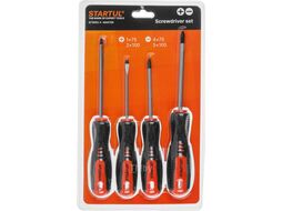 Набор отверток 4шт (SL4х75,SL5х100,PH1х75,PH2х100) STARTUL MASTER (ST3093-4) (двухкомп. рукоятка Anti-Slip)