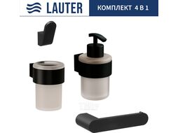 Набор аксессуаров для ванной и туалета Lauter 21TS3019 + 21TS3021 + 21TS3011 + 21TS3013 (Matt Black, 4 предмета)