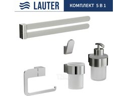 Набор аксессуаров для ванной и туалета Lauter 21TS3018 + 21TS3020 + 21TS3010 + 21TS3014 + 21TS3003 (Chrome, 5 предметов)