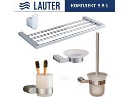 Набор аксессуаров для ванной и туалета Lauter 21SH1061 + 21SH1051 + 21SH1091 + 21SH1151 + 21SH1111 (Chrome, 5 предметов)