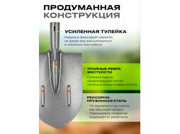 Лопата штыковая 205х400мм с ребрами жесткости STARTUL GARDEN (ST6084-02) (рессорно-пружинная сталь, рельсовая сталь)