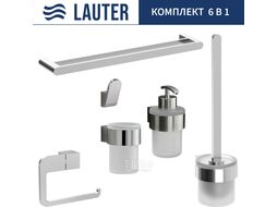Набор аксессуаров для ванной и туалета Lauter 21TS3018 + 21TS3020 + 21TS3010 + 21TS3014 + 21TS3001 + 21TS3022 (Chrome, 6 предметов)