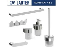 Набор аксессуаров для ванной и туалета Lauter 21TS3018 + 21TS3020 + 21TS3008 + 21TS3012 + 21TS3005 + 21TS3022 (Chrome, 6 предметов)