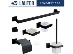 Набор аксессуаров для ванной и туалета Lauter 21SH71062 + 21SH71052 + 21SH71102 + 21SH71092 + 21SH71012 + 21SH71112 (Matt Black, 6 предметов)