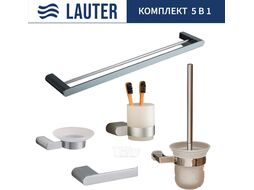 Набор аксессуаров для ванной и туалета Lauter 21SH1061 + 21SH1051 + 21SH1101 + 21SH7021 + 21SH1111 (Chrome, 5 предметов)