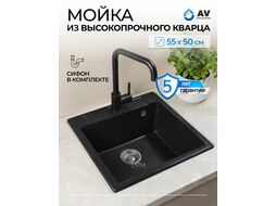Мойка кухонная из искусственного камня UNIT оникс 550х500 мм, AV engineering AVE550500BKA