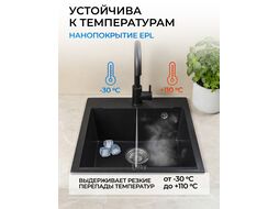 Мойка кухонная из искусственного камня UNIT оникс 550х500 мм, AV engineering AVE550500BKA