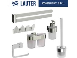 Набор аксессуаров для ванной и туалета Lauter 21TS3016 + 21TS3020 + 21TS3008 + 21TS3014 + 21TS3003 + 21TS3022 (Chrome, 6 предметов)