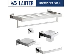 Набор аксессуаров для ванной и туалета Lauter 21SH71061 + 21SH71051 + 21SH71071 + 21SH71091 + 21SH71151 (Chrome, 5 предметов)