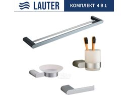 Набор аксессуаров для ванной и туалета Lauter 21SH1061 + 21SH1051 + 21SH1101 + 21SH7021 (Chrome, 4 предмета)