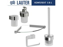 Набор аксессуаров для ванной и туалета Lauter 21TS3018 + 21TS3020 + 21TS3014 + 21TS3007 + 21TS3022 (Chrome, 5 предметов)