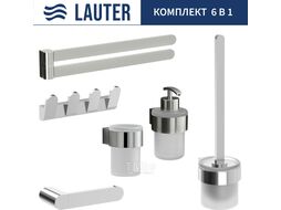 Набор аксессуаров для ванной и туалета Lauter 21TS3018 + 21TS3020 + 21TS3008 + 21TS3012 + 21TS3003 + 21TS3022 (Chrome, 6 предметов)