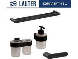 Набор аксессуаров для ванной и туалета Lauter 21TS3017 + 21TS3021 + 21TS3013 + 21TS3002 (Matt Black, 4 предмета)