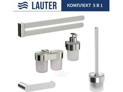 Набор аксессуаров для ванной и туалета Lauter 21TS3016 + 21TS3020 + 21TS3012 + 21TS3003 + 21TS3022 (Chrome, 5 предметов)