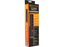 Фильтр сетевой 5м (5 роз., 2,2кВт, с/з, выкл, ПВС 3х0,75) черный Юпитер (ЮПИТЕР)