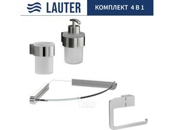 Набор аксессуаров для ванной и туалета Lauter 21TS3018 + 21TS3020 + 21TS3014 + 21TS3007 (Chrome, 4 предмета)